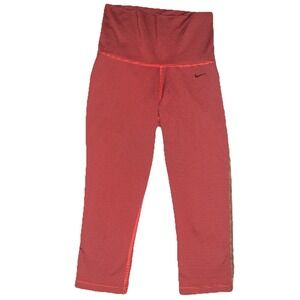 Nike Dri Fit Leggings XS Legend Red/Orange Black Stripe Capri Running Activewear